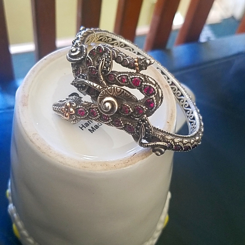 Barbara Bixby Snake Bracelet Sterling Silver and 18k Gold **missing stone**